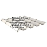 Dakpanplaat EUROPA aluminium Zilver-Metallic, 0,70 mm, met ingebedde specificaties