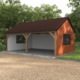 Carport met dak van dakpanplaat Szafir 350/15, 0,50 mm, RAL 8017 Chocoladebruin