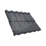 Dakpanplaat Szafir 350/15 Grafietgrijs, 0,50 mm staal, met ingebedde specificaties