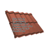 Dakpanplaat Szafir 350/15 Koperbruin, 0,50 mm staal, met ingebedde specificaties