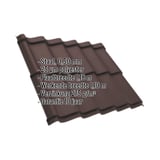 Dakpanplaat Szafir 350/15 in Chocoladebruin, 0,50 mm, met ingebedde productinformatie