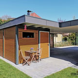 Dakrandprofiel ISOS antracietgrijs RAL 7016 op een plat dak met carport