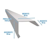 DACHPROTECT dakrandprofiel ISOS aluminium 1,50 mm Zilver-Metallic RAL 9006, technische tekening met maten