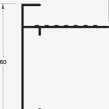 Technische tekening van het dakrandprofiel met afmetingen 45 mm en 60 mm
