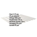 Damwandplaat 20/1100 Zilver-Metallic met ingebedde technische gegevens en eigenschappen