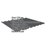 Damwandplaat 20/1100 antracietgrijs met ingebedde technische gegevens en Shimoco coating