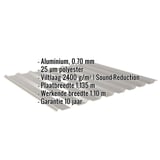 Damwandplaat 20/1100 aluminium 0,70 mm met anti-condensvlies, specificaties getoond