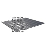 Damwandplaat 20/1100 antracietgrijs met ingebedde specificaties zoals materiaal, dikte en coating