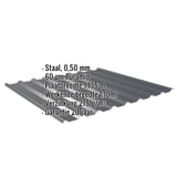 Damwandplaat 20/1100, Antracietgrijs, 0,50 mm staal, met ingebedde specificaties