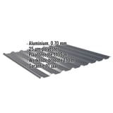 Damwandplaat 20/1100 aluminium 0,70 mm antracietgrijs met ingebedde productgegevens