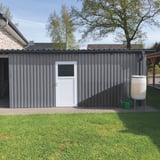 Schuurwand van grijs aluminiumkleurige damwandplaat 20/1100, 0,50 mm dik, Weckman