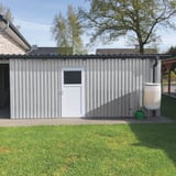 Schuur met wandbekleding van damwandplaat 20/1100 in Zilver-Metallic