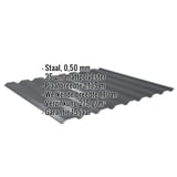 Damwandplaat 20/1100 wand, donkergrijs, 0,50 mm, met ingebedde specificaties