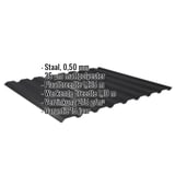 Damwandplaat 20/1100, zwart, 0,50 mm staal, met ingebedde specificaties
