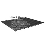 Damwandplaat 20/1100 Gitzwart (RAL 9005) met 80 µm Shimoco coating, gegevens weergegeven