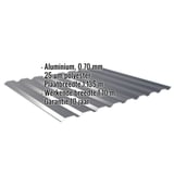Damwandplaat 20/1100 aluminium 0,70 mm antracietgrijs met ingebedde specificaties