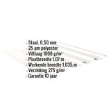 Damwandplaat 35/207 | Dak | Anti-Drup 1000 g/m² | Staal 0,50 mm | 25 µm Polyester | 9010 - Zuiverwit