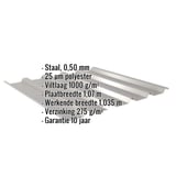 Damwandplaat 35/207 dak anti-condens, grijs aluminiumkleurig, met ingebedde productgegevens en coating