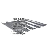 Damwandplaat 35/207 antracietgrijs met ingebedde gegevens: staal, 0,75 mm, Puramid, viltlaag, plaatbreedte, werkende breedte