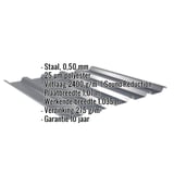 Damwandplaat 35/207 antracietgrijs met ingebedde specificaties voor materiaal, dikte, coating en afmetingen