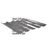 Damwandplaat 35/207, Gitzwart RAL 9005, met ingebedde gegevens zoals materiaal, dikte, coating en garantie