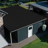 Damwandplaat 35/207 Gitzwart op een garage, dakbedekking