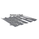 Damwandplaat 35/207 aluminium antracietgrijs met ingebedde productgegevens over materiaal, dikte en coating