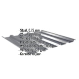 Damwandplaat 35/207 antracietgrijs met ingebedde specificaties voor materiaal, dikte en coating