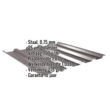 Damwandplaat 35/207 in Chocoladebruin, 0,75 mm staal, met ingebouwde specificaties