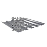 Damwandplaat 35/207 antracietgrijs, 0,40 mm staal, met ingebedde specificaties