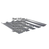 Damwandplaat 35/207 antracietgrijs, 0,63 mm, met ingebedde specificaties over materiaal en afmetingen