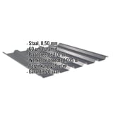 Damwandplaat 35/207 antracietgrijs, 0,50 mm, met ingebedde productgegevens over materiaal en coating