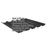 Damwandplaat 35/207, Gitzwart RAL 9005, met ingebedde gegevens over materiaal, dikte en coating