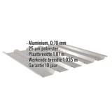 Damwandplaat 35/207 aluminium 0,70 mm, grijs (RAL9007), met ingebedde specificaties