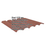 Damwandplaat 35/207 Terracotta met ingebedde specificaties: Staal, 0,50 mm, 35 µm mattpolyester, Plaatbreedte 1,07 m