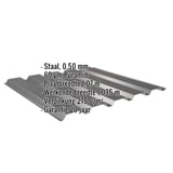 Damwandplaat 35/207 wand, antracietgrijs RAL 7016, 0,50 mm, met ingebedde specificaties