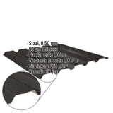 Damwandplaat 35/207 Gitzwart (RAL 9005) met Shimoco coating, detail en ingebedde specificaties