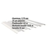 Damwandplaat 35/207 aluminium Zilver-Metallic, infografiek met specificaties materiaal, dikte en garantie