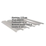 Damwandplaat 35/207 aluminium, 0,70 mm, RAL9007, met ingebouwde specificaties