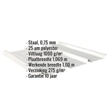 Damwandplaat 45/333 Zilver-Metallic met ingebedde productgegevens zoals materiaal, dikte en coating