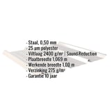 Damwandplaat 45/333 | Dak | Anti-Drup 2400 g/m² | Staal 0,50 mm | 25 µm Polyester | 7035 - Lichtgrijs
