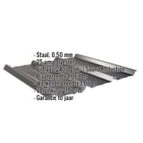 Damwandplaat 45/333 Gitzwart met ingebedde specificaties voor materiaal, coating en afmetingen