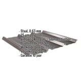 Damwandplaat 45/333 dak, staal 0,63 mm, 25 µm polyester, anti-condens 2400 g/m², met ingebedde specificaties