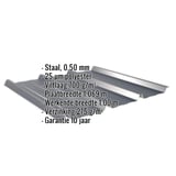 Damwandplaat 45/333 antracietgrijs met ingebedde specificaties zoals materiaal, dikte en coating