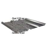 Damwandplaat 45/333 Gitzwart, 0,50 mm, met ingebouwde specificaties over materiaal en coating