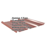Damwandplaat 45/333 aluminium Roodbruin met ingebedde specificaties voor materiaal, coating en afmetingen