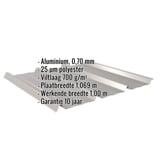 Damwandplaat 45/333 aluminium, 0,70 mm, RAL9007, met ingebedde specificaties