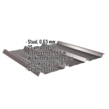 Damwandplaat 45/333, staal 0,63 mm, 25 µm polyester, met ingebouwde technische gegevens