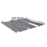 Damwandplaat 45/333, antracietgrijs, met ingebedde specificaties voor materiaal, dikte en coating