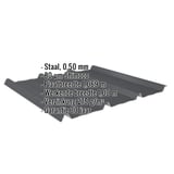 Damwandplaat 45/333, Antracietgrijs RAL 7016, met ingebedde productgegevens over materiaal en coating